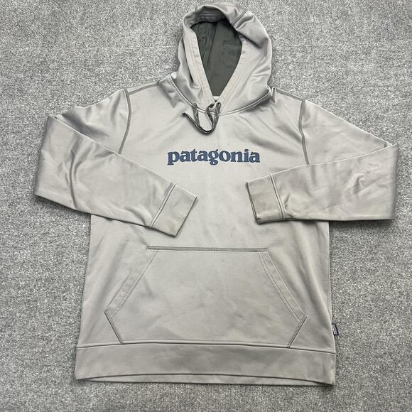 Patagonia Hoodie Mens Large Gray Pullover Fleece Kangaroo Pocket Logo STY 39467 - Picture 1 of 10
